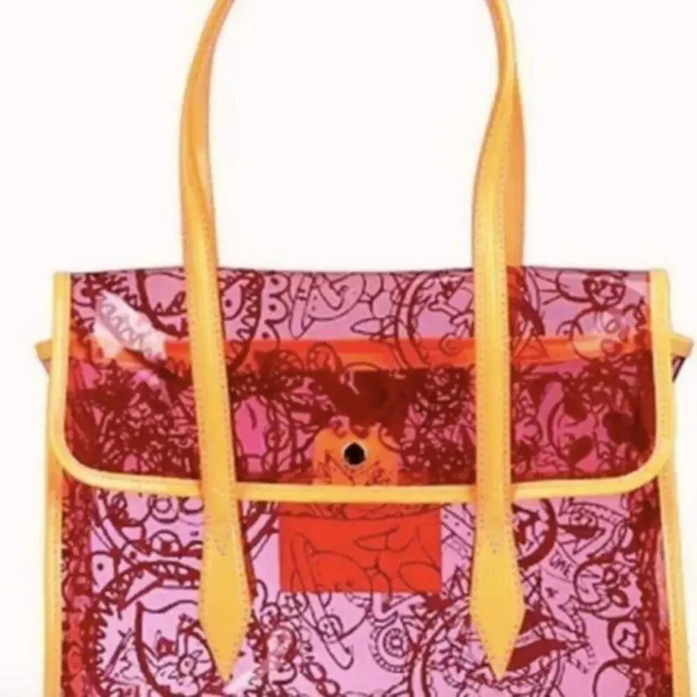 Clear Pink PVC Vivienne Westwood tote with Orange leather trim